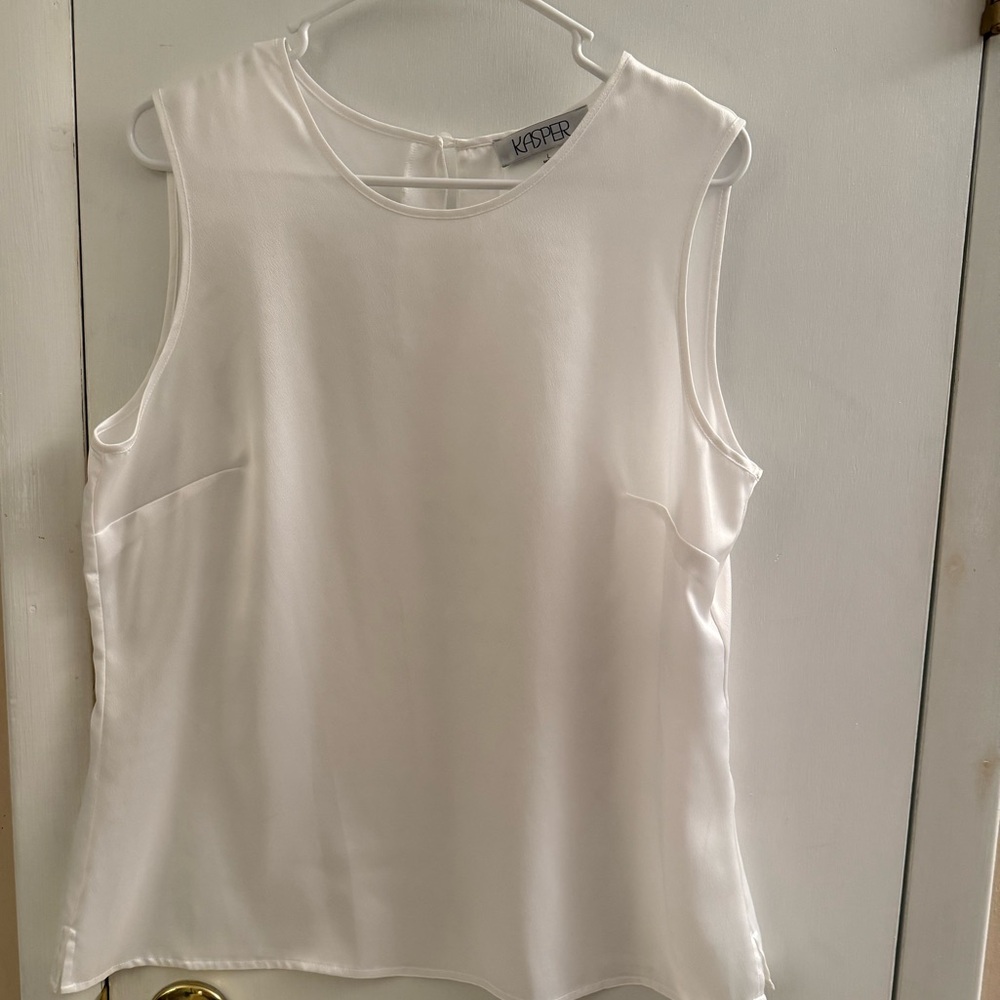 Kasper White Sleeveless Tank Top
